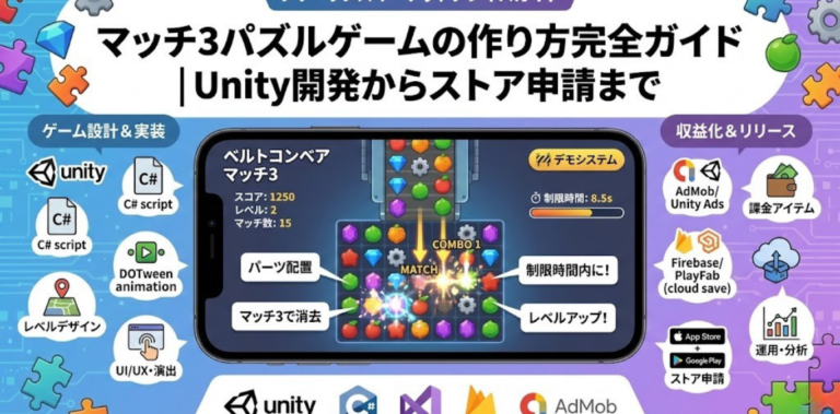 マッチ3パズルゲームの作り方完全ガイド｜Unity開発からストア申請まで