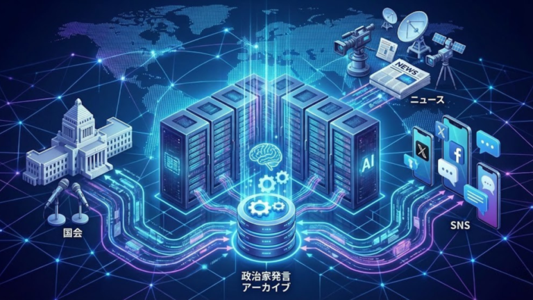 政治家発言アーカイブ | 自動収集システムで国会・ニュース・SNSを一元管理